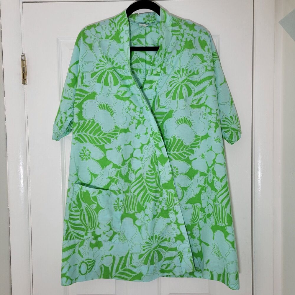 GaBar‎ New York VTG 1960s Mod Pop Art Flower Power MCM Swim Cover Up Robe Sz L